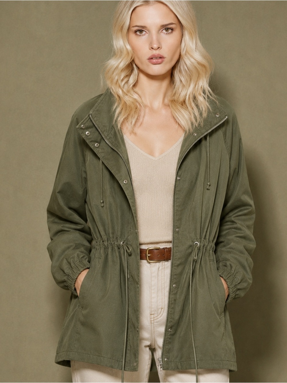 Elizabeth and James Olive Utility Anorak Jacket XXL